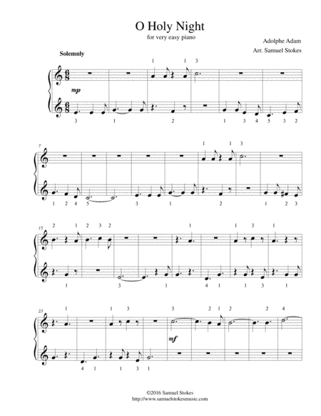 O Holy Night - for very easy piano (arr. Samuel Stokes)