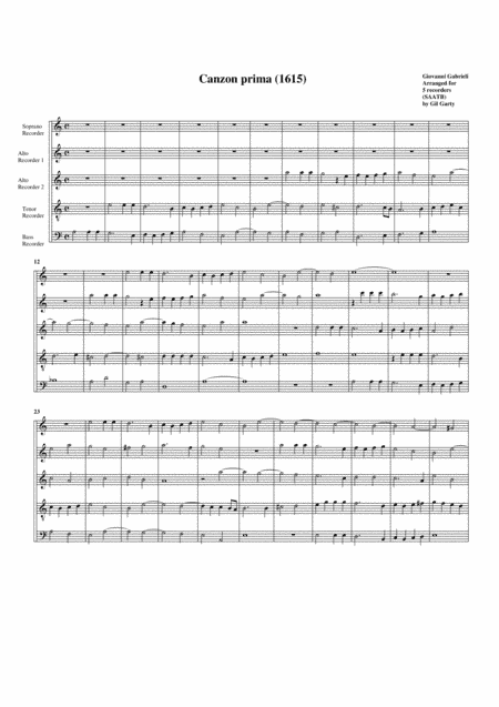 Canzon 1 a5 (1615) (arrangement for 5 recorders) (arr. Gil Garty)