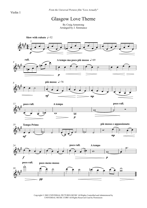 Glasgow Love Theme (arr. J. Simmance)