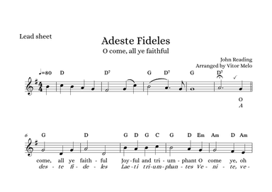 Adeste Fideles (O Come, All Ye Faithful) - Lead Sheet (arr. Vitor Melo)
