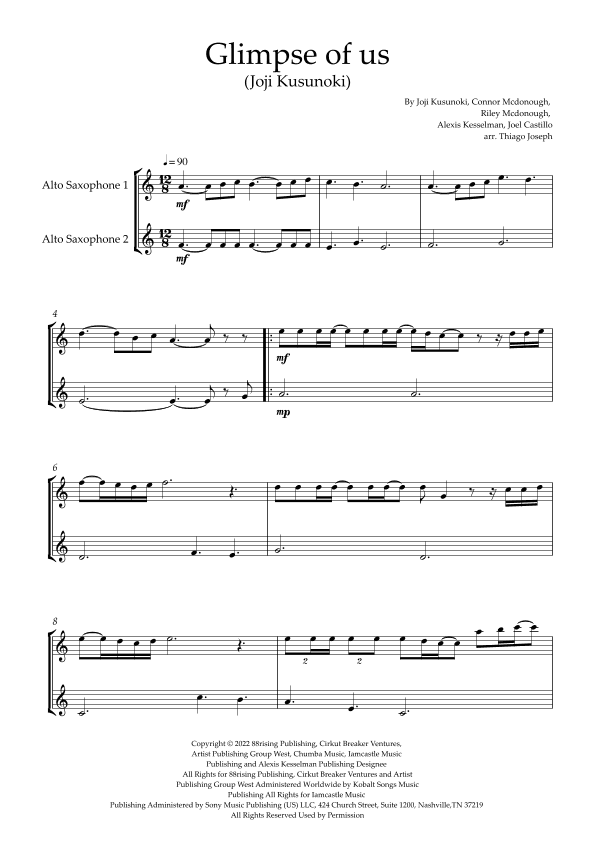Glimpse Of Us (arr. Thiago Joseph)