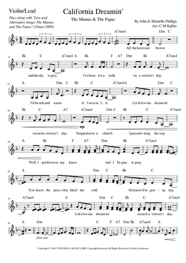 California Dreamin' (arr. Christy Kalfas)