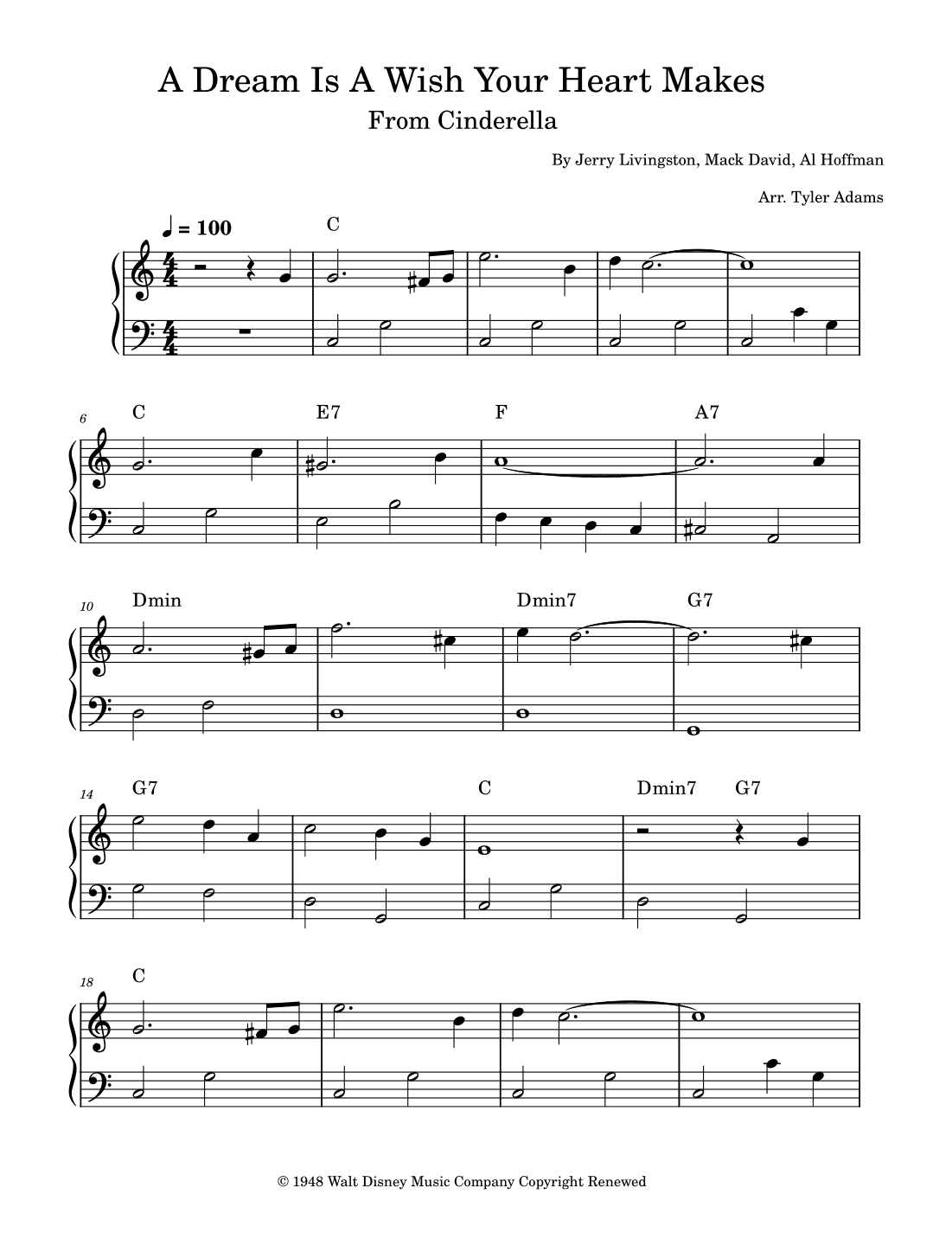 A Dream Is A Wish Your Heart Makes (arr. Tyler Adams)