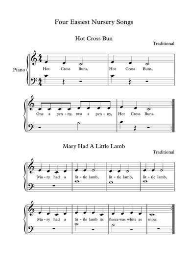 Four Easiest Nursery Songs (arr. Suzan Beyazit)