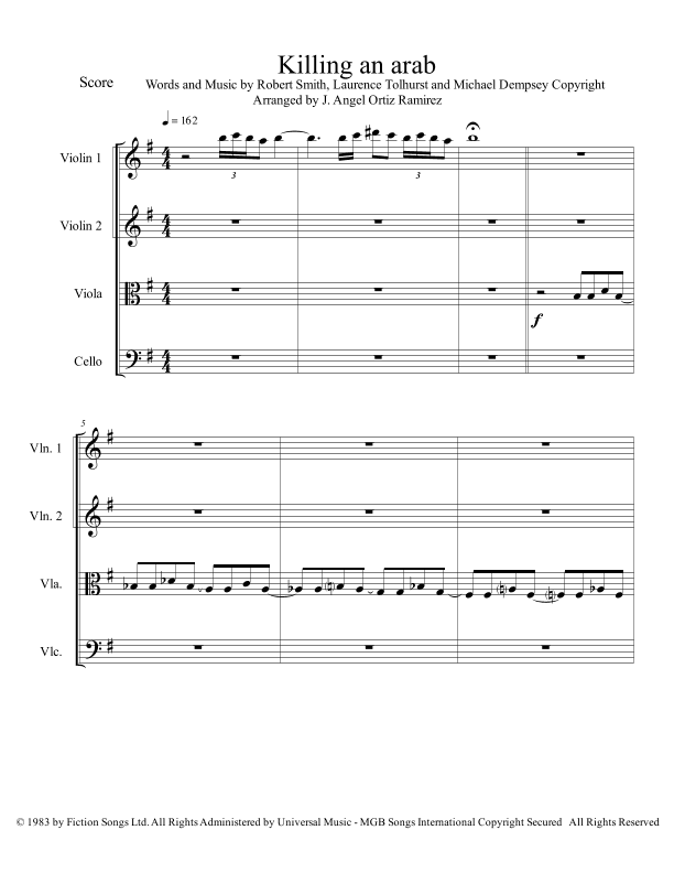 Killing An Arab (arr. Angeluz ramwagmoz)