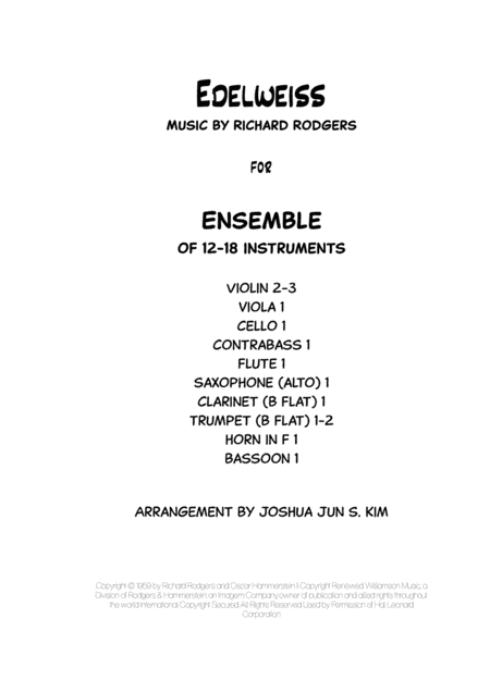 Edelweiss (arr. Joshua S Kim)