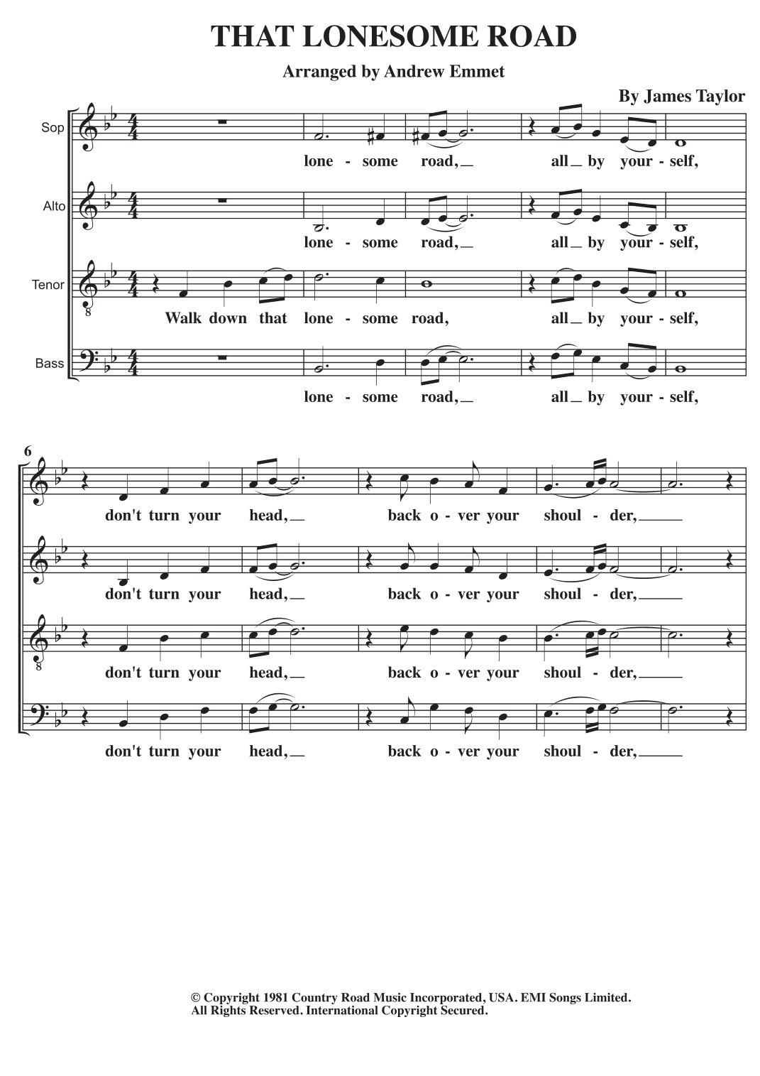 That Lonesome Road (arr. Andrew Emmet)