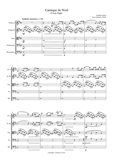 Cantique de Noel (arr. Johannes Christ)