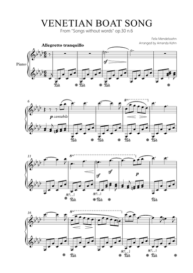 Venetian Boat song  op.30 n.6 (Fm) (arr. Amanda Kohn)
