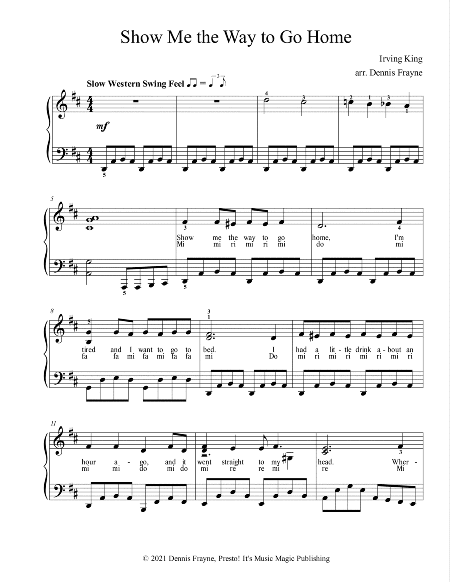 Show Me the Way to Go Home (arr. Dennis Frayne)