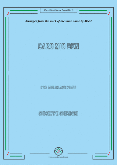 Giordani-Caro mio ben, for Violin and Piano (arr. MSM)