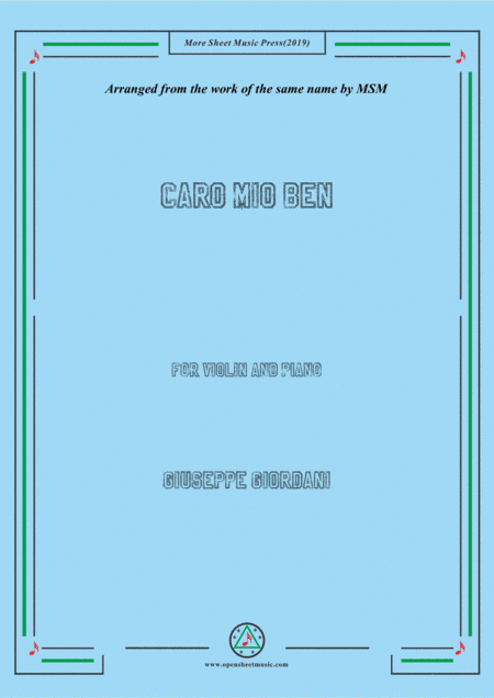 Giordani-Caro mio ben, for Violin and Piano (arr. MSM)