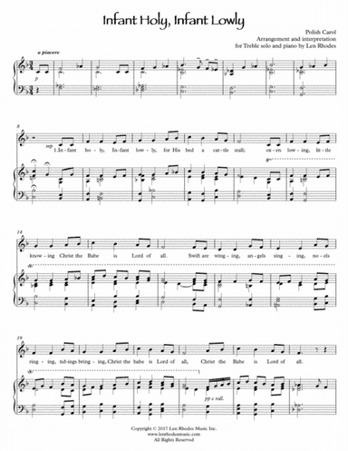 Infant Holy, Infant Lowly - for treble soloist and piano (arr. Len Rhodes)