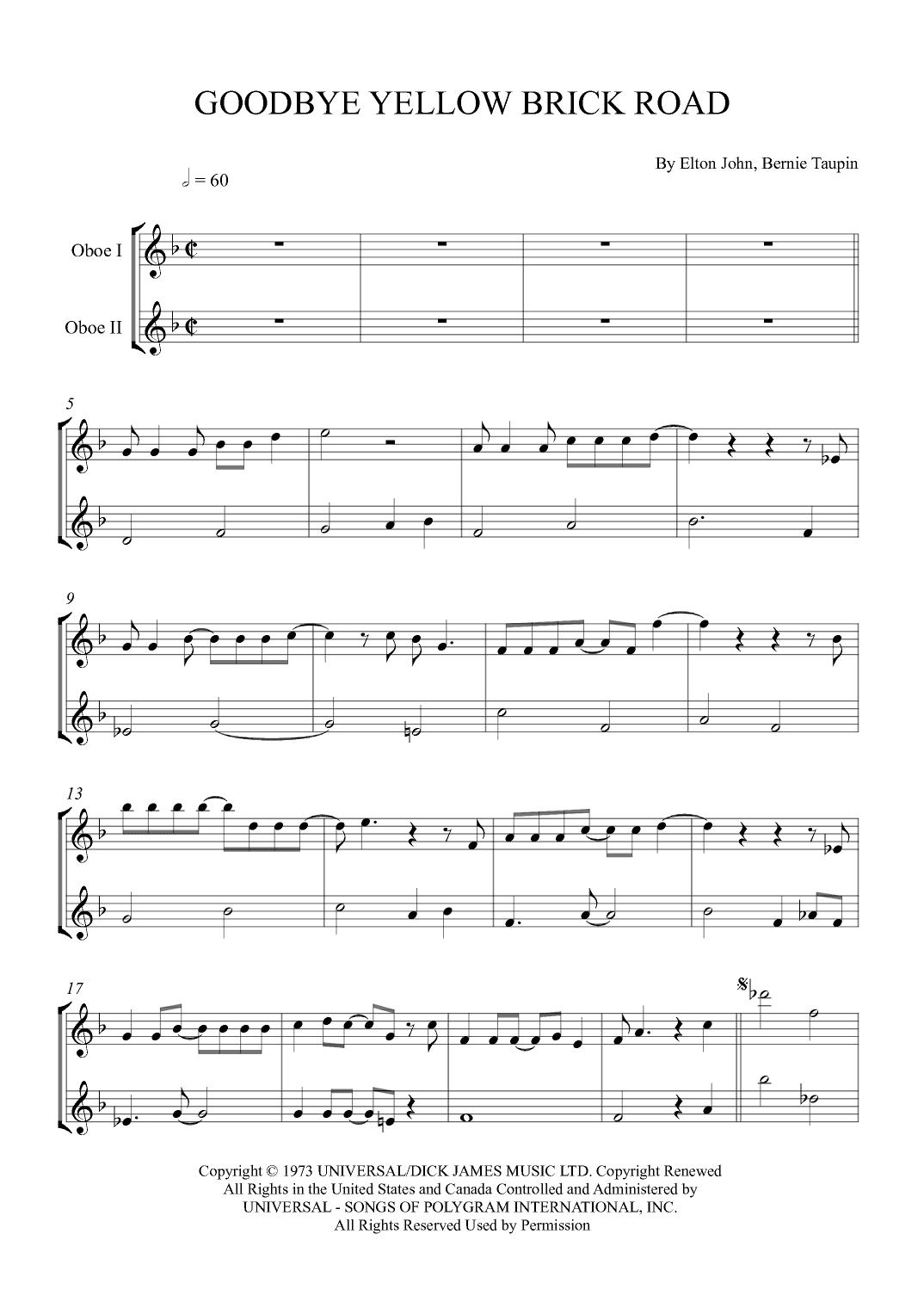 Goodbye Yellow Brick Road (arr. Alex Nunes Rodrigues)