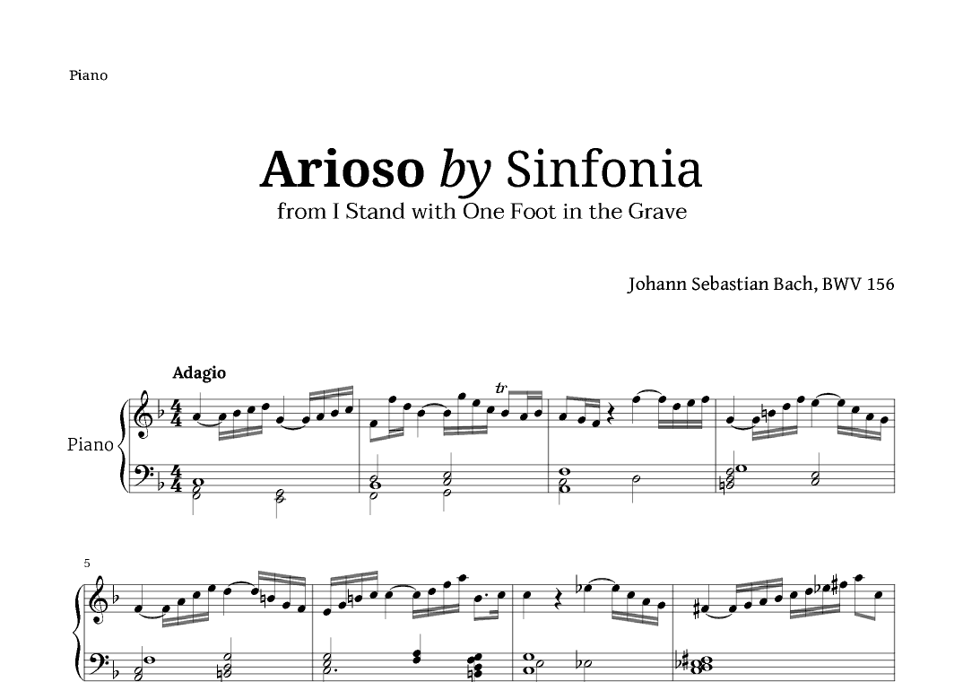 Arioso from Cantata 156 by Bach for Piano (arr. Langanho)