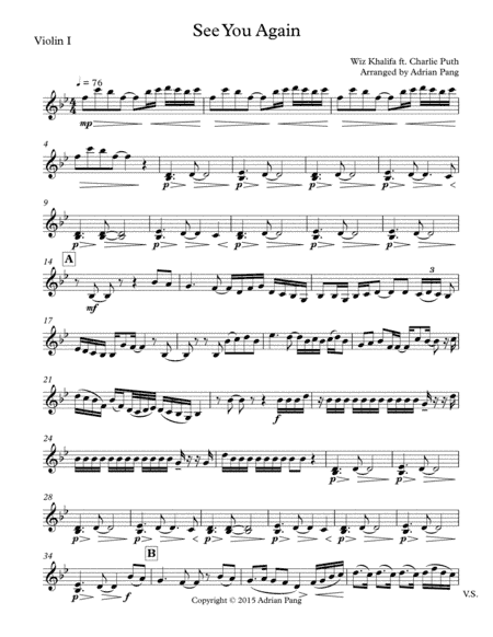 See You Again from FURIOUS 7 (arr. Adrian Pang)