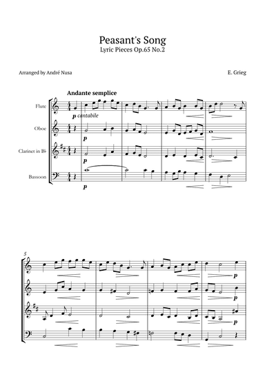 Lyric Pieces Op.65 No.2 (arr. André Nusa)
