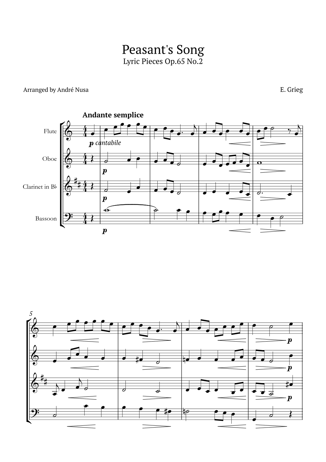 Lyric Pieces Op.65 No.2 (arr. André Nusa)