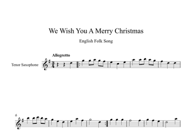 We Wish You A Merry Christmas - English Folk Song (Tenor Sax) (arr. Digital Book Music)