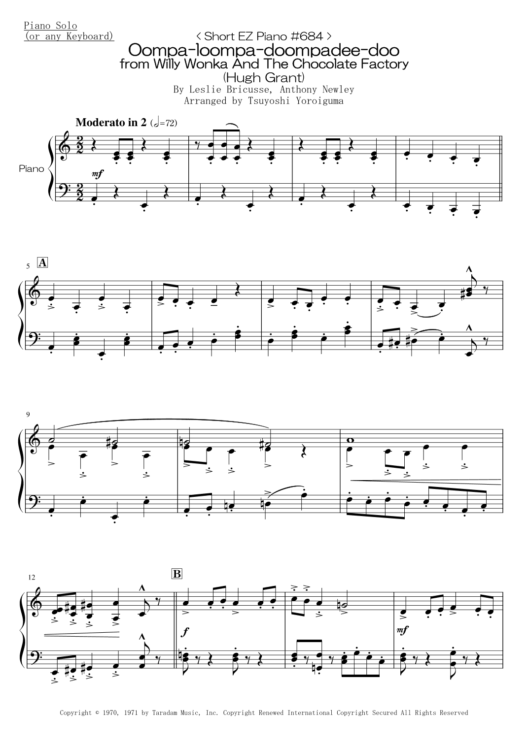 Oompa-loompa-doompadee-doo (arr. Tsuyoshi Yoroiguma)