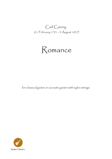 Guitar Classics Romance by Czerny (arr. PianoSheetNow)