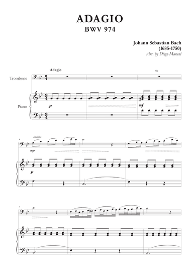 Adagio from BWV 974 for Trombone and Piano (arr. Diego Marani)