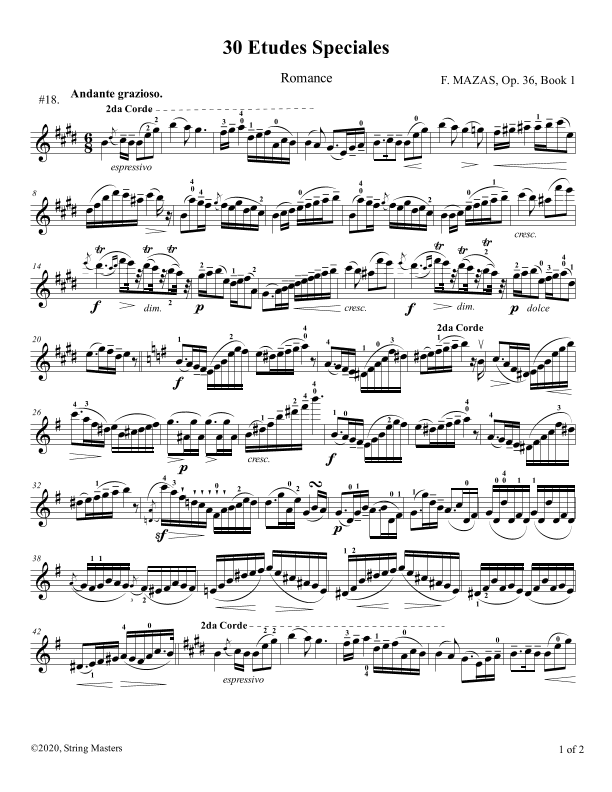 Mazas 75 Melodious & Progressive Studies Op 36, Book 1, No.18 (arr. String Masters)
