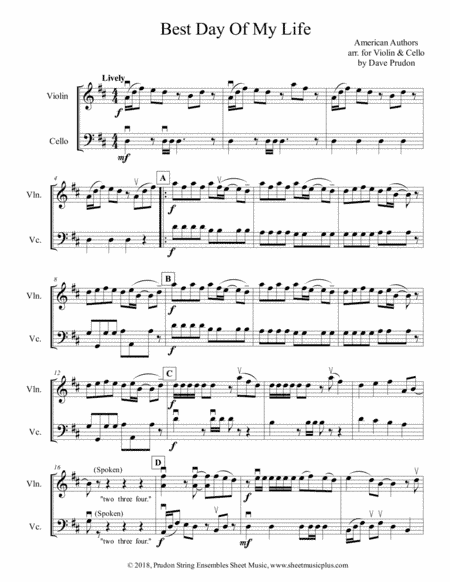 Best Day Of My Life (arr. Dave Prudon)