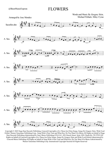 Flowers (arr. Sheet Music Express)