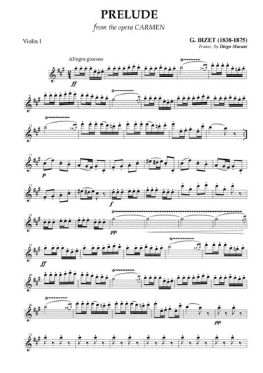 Carmen Overture (Prelude) for String Quartet (arr. Diego Marani)
