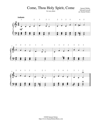 Come, Thou Holy Spirit, Come - for easy piano (arr. Samuel Stokes)