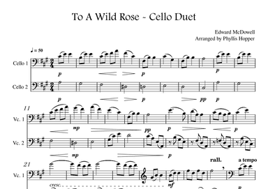 To A Wild Rose - Cello Duet (arr. Phyllis Hopper)