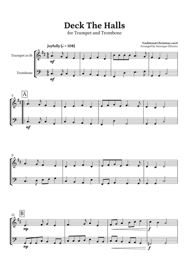 Deck The Halls (Trumpet and Trombone) | Christmas Carol (arr. Henrique Oliveira)