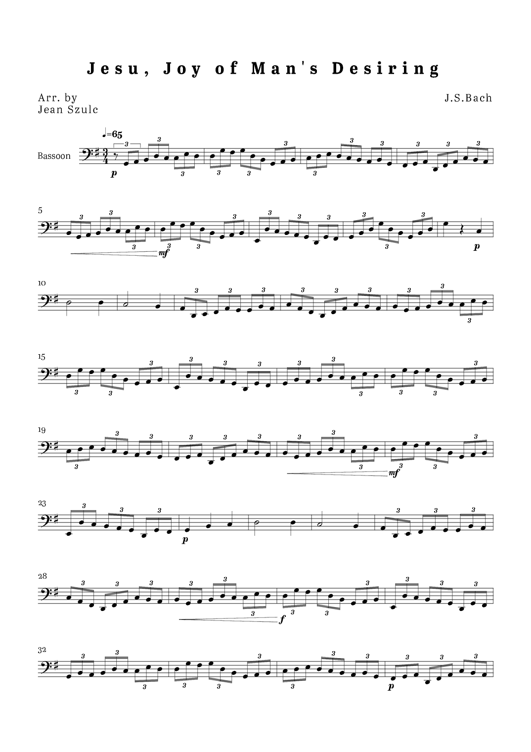 Jesu, Joy of Man's Desiring (arr. Jean Szulc)