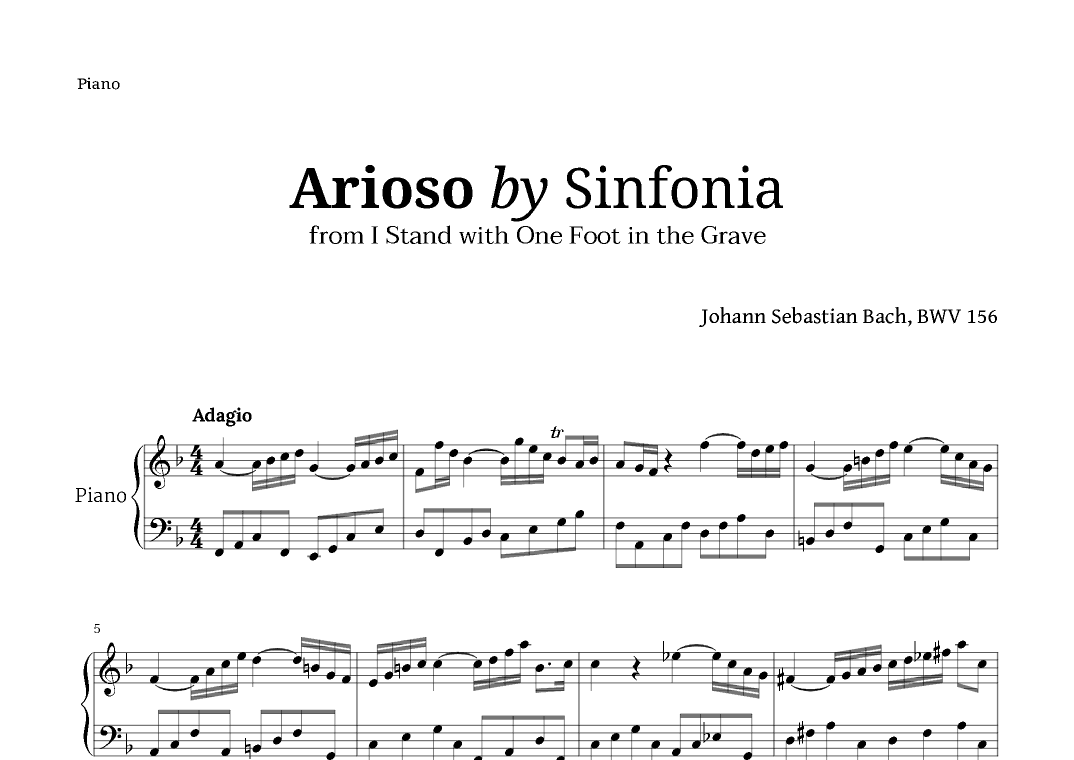 Arioso from Cantata 156 by Bach for Piano (arr. Langanho)