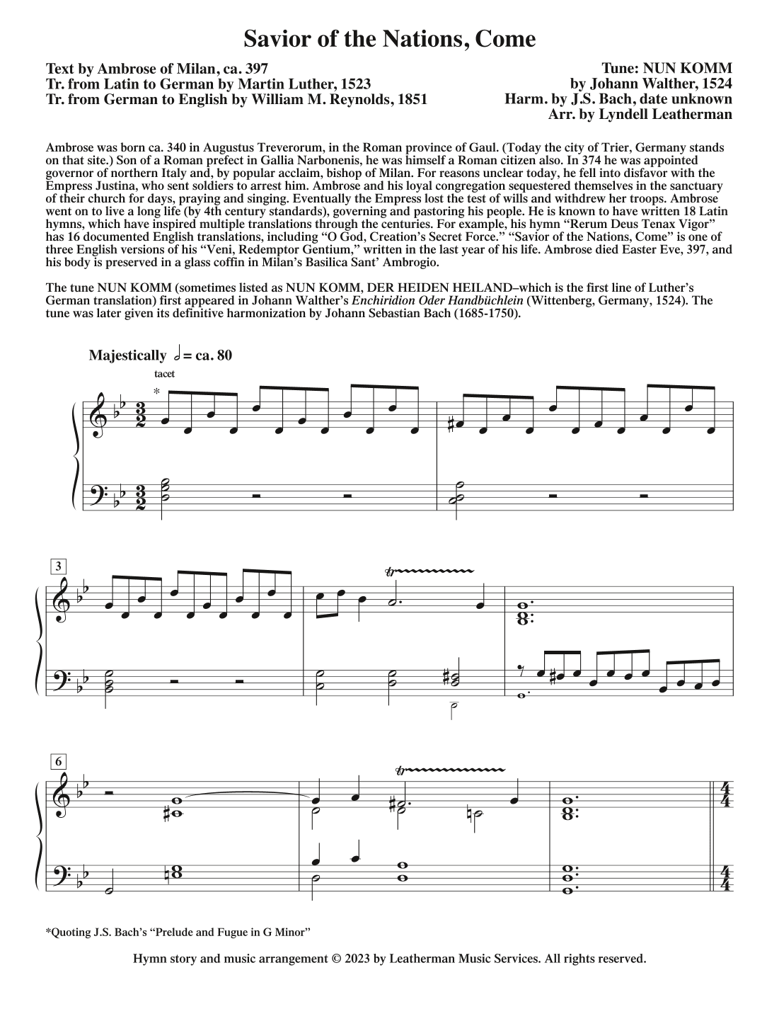 Savior of the Nations, Come (arr. Lyndell Leatherman)