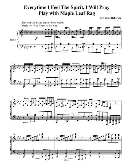Everytime I Feel The Spirit I Will Pray  Ragtime (arr. Gene Roberson)