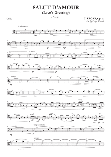 Salut d'Amour (Love's Greeting) for Cello and Piano (arr. Diego Marani)