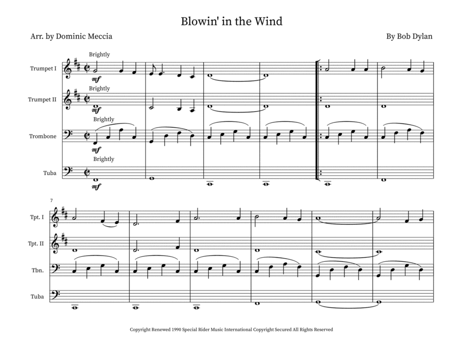 Blowin' In The Wind (arr. Dominic Meccia)