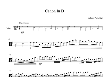 Canon In D - Johann Pachelbel (Viola) (arr. Digital Book Music)