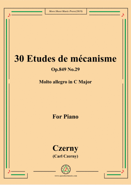 Czerny-30 Etudes de mécanisme,Op.849 No.29,Molto allegro in C Major,for Piano (arr. MSM)