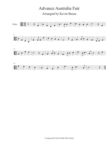 Advance Australia Fair - Viola (arr. Kevin Busse)