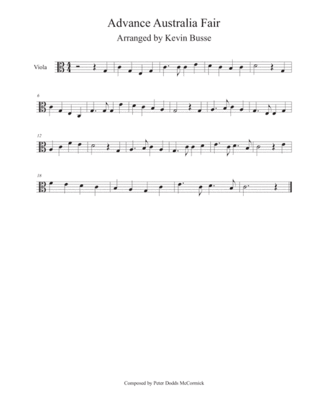 Advance Australia Fair - Viola (arr. Kevin Busse)