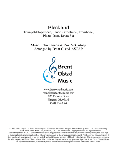 Blackbird (arr. Brent Olstad, ASCAP)
