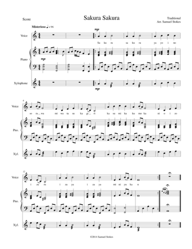 Sakura Sakura - for voice, piano, xylophone (arr. Samuel Stokes)