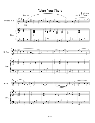Were You There (trumpet solo) with optional piano accompaniment (arr. B. C. Dockery)