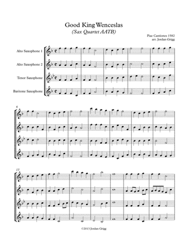 Good King Wenceslas (Sax Quartet AATB) (arr. Jordan Grigg)