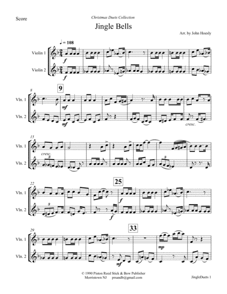 Jingle Bells- duet violin and violin (arr. John Hoesly)