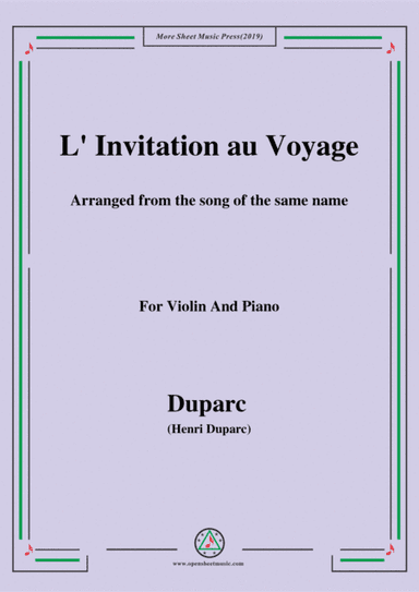 Duparc-L'invitation au voyage,for Violin and Piano (arr. MSM)