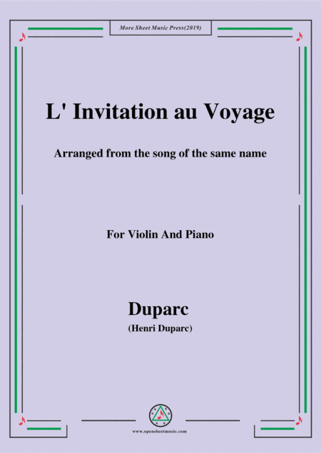 Duparc-L'invitation au voyage,for Violin and Piano (arr. MSM)